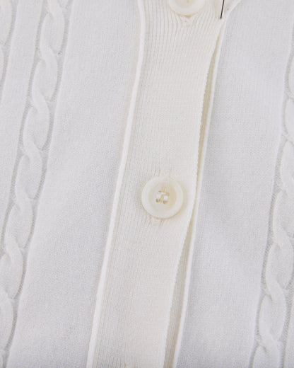 25SS Vネック編み柄ポイントカーディガン