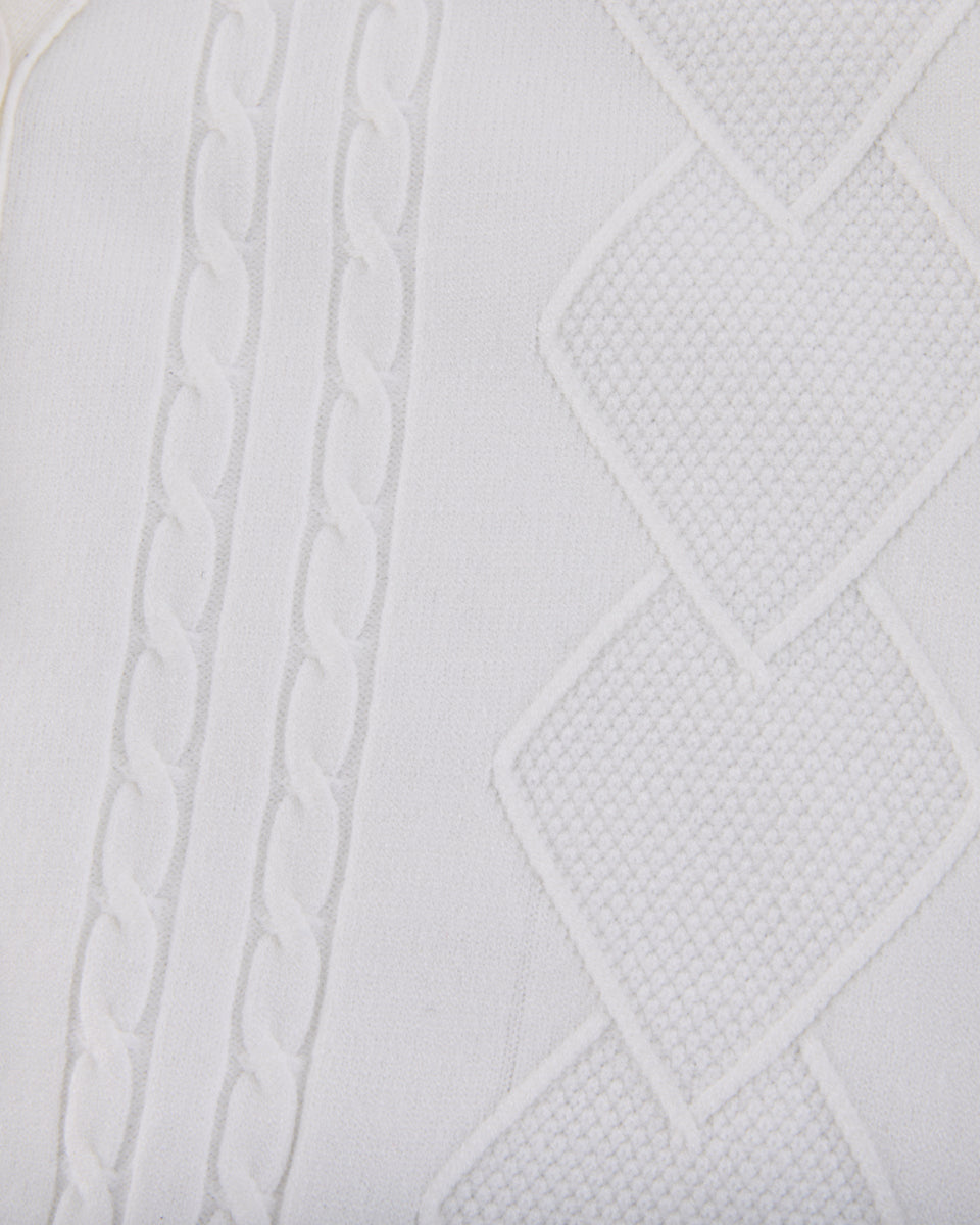 25SS Vネック編み柄ポイントカーディガン