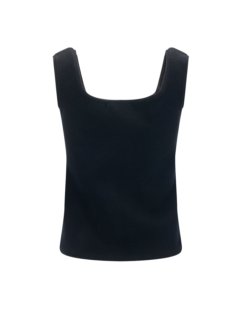 25SS スクエアネック パールリボン ベスト