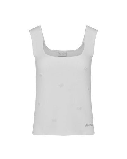 25SS スクエアネック パールリボン ベスト