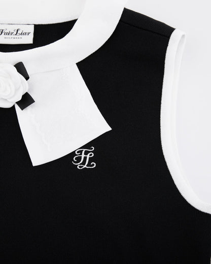 25SS レースリボンノースリーブニット