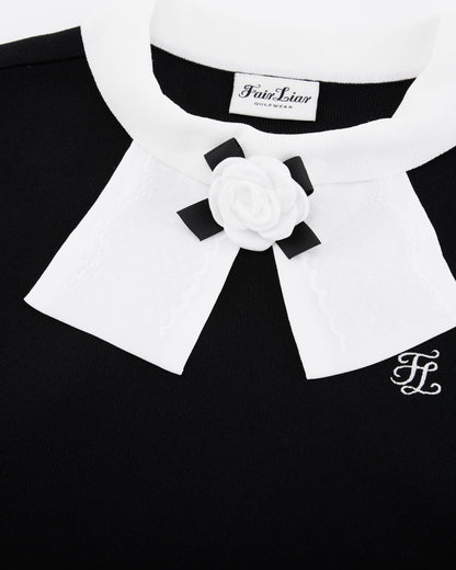 25SS レースリボンノースリーブニット