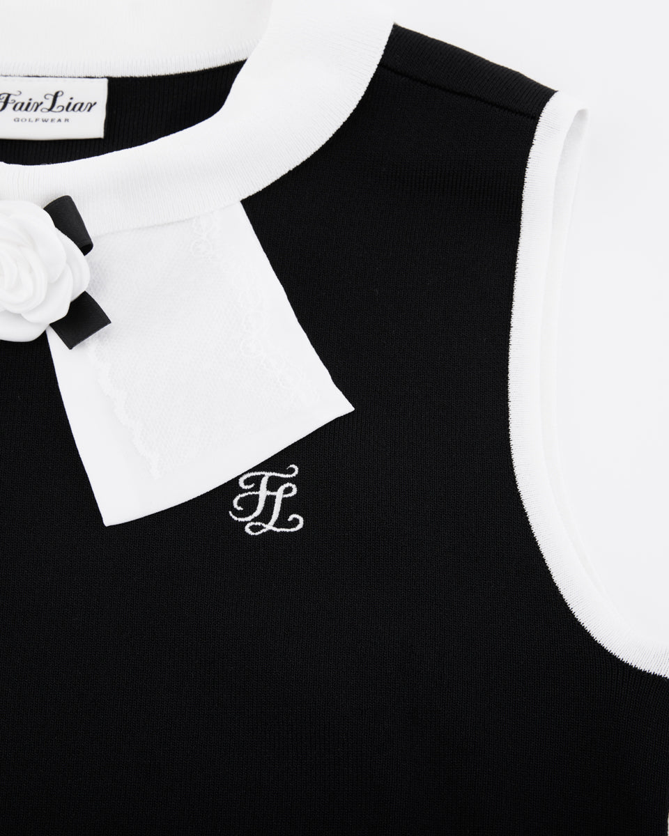 25SS レースリボンノースリーブニット