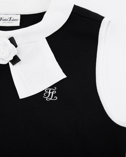 25SS レースリボンノースリーブニット