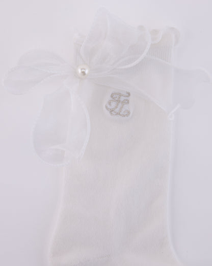 25SS オーガンジーリボン付きアンクルソックス