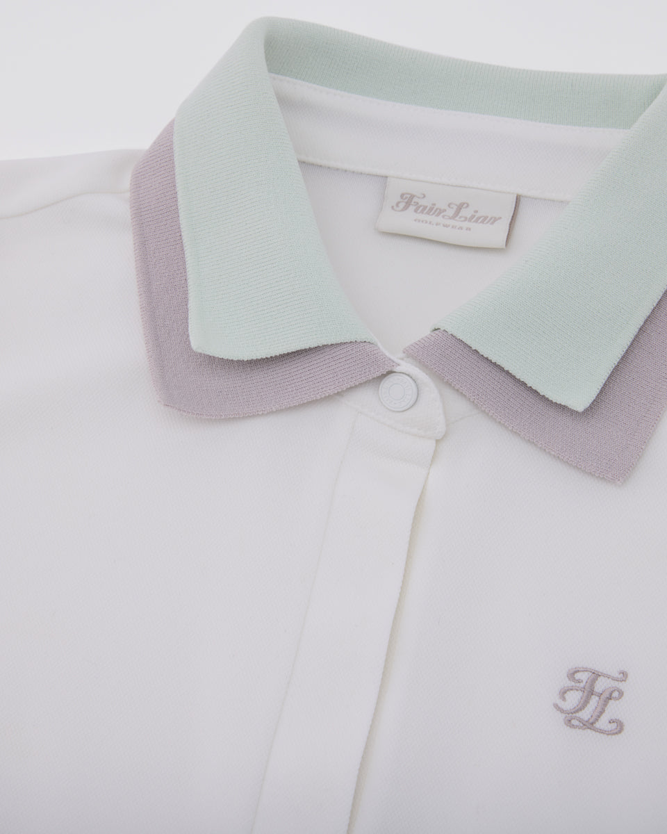 25SS バイカラーダブルカラーTシャツ