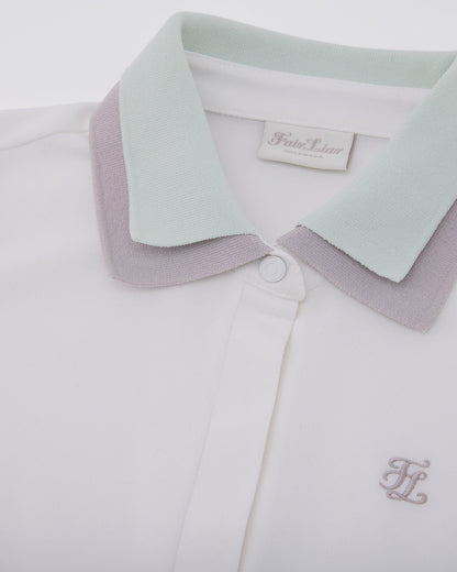 25SS バイカラーダブルカラーTシャツ