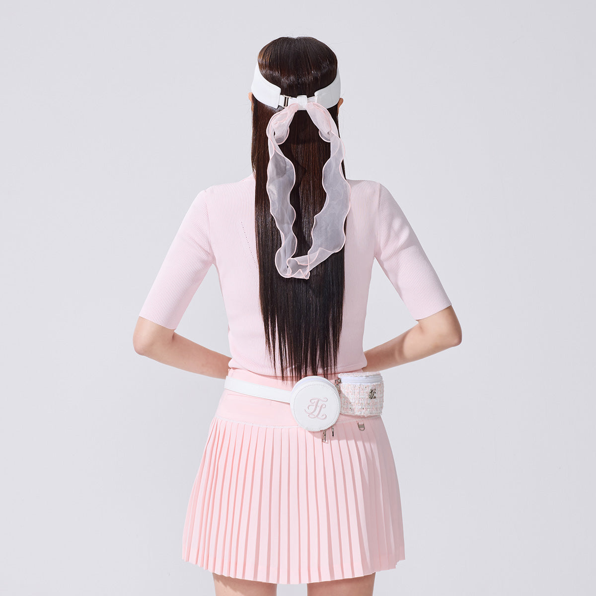 ツイードツインヒップバッグ (コーラル)