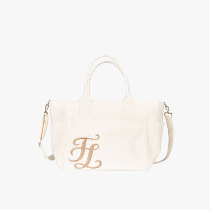 リボンシャーリングボストンバッグ (アイボリー)