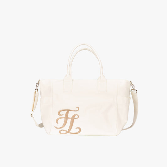 リボンシャーリングボストンバッグ (アイボリー)