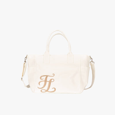 リボンシャーリングボストンバッグ (アイボリー)