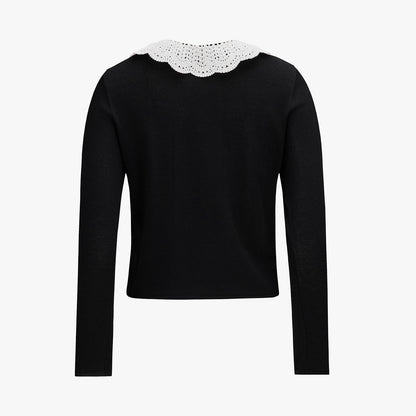 クロシェカラーカーディガン (ブラック)