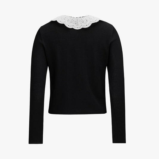 クロシェカラーカーディガン (ブラック)