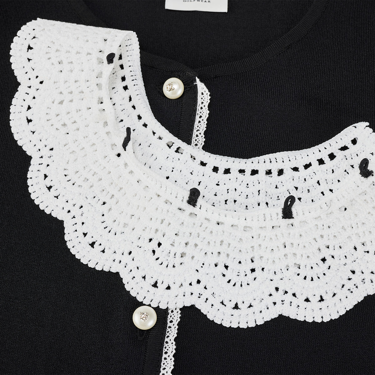 クロシェカラーカーディガン (ブラック)