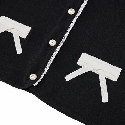 クロシェカラーカーディガン (ブラック)