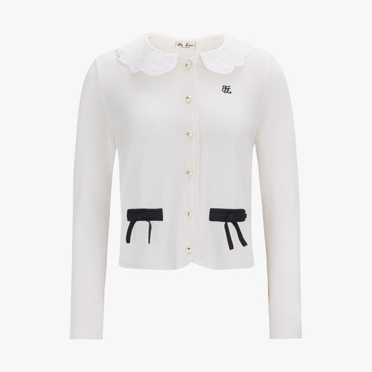 クロシェカラーカーディガン (ホワイト)