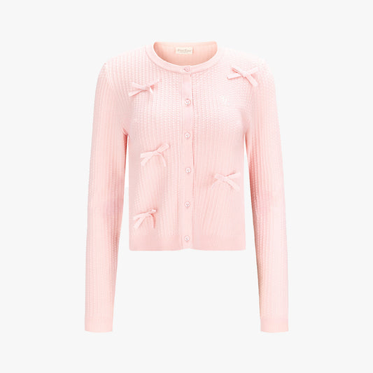 シュシュリボンカーディガン (コーラル)