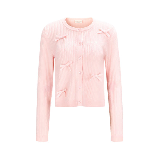 シュシュリボンカーディガン (コーラル)