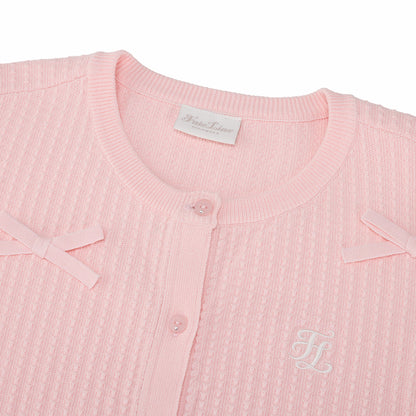 シュシュリボンカーディガン (コーラル)