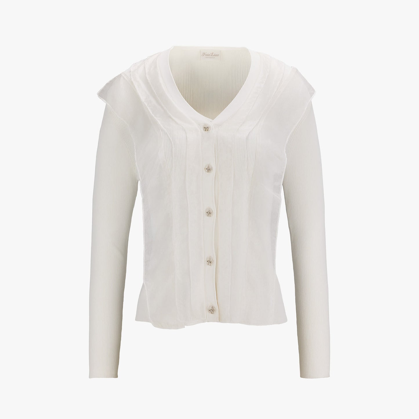 オーガンジーVネックカーディガン (ホワイト)