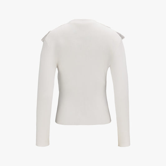 オーガンジーVネックカーディガン (ホワイト)