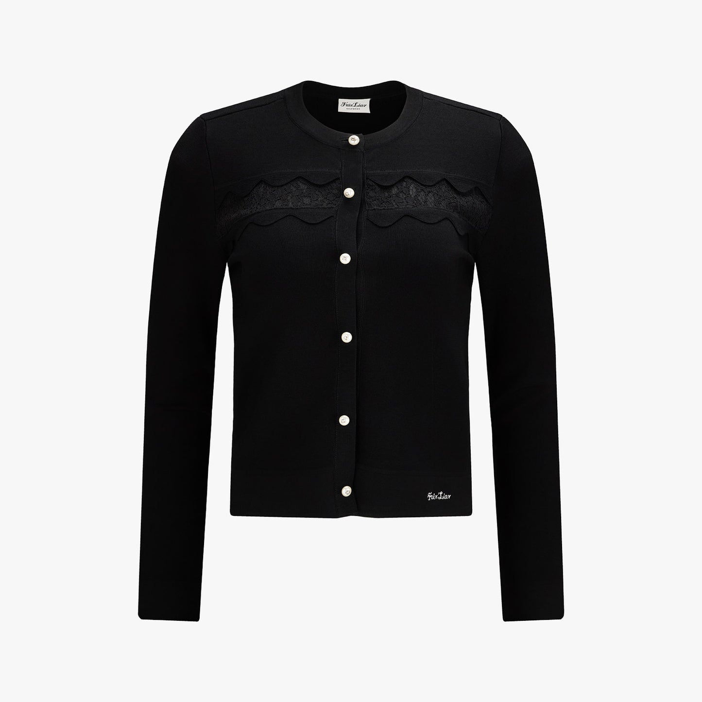 レーススカラップカーディガン (ブラック)