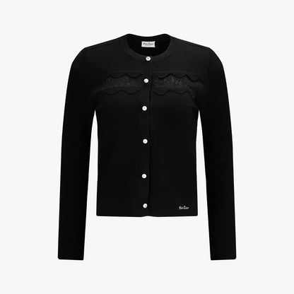 レーススカラップカーディガン (ブラック)