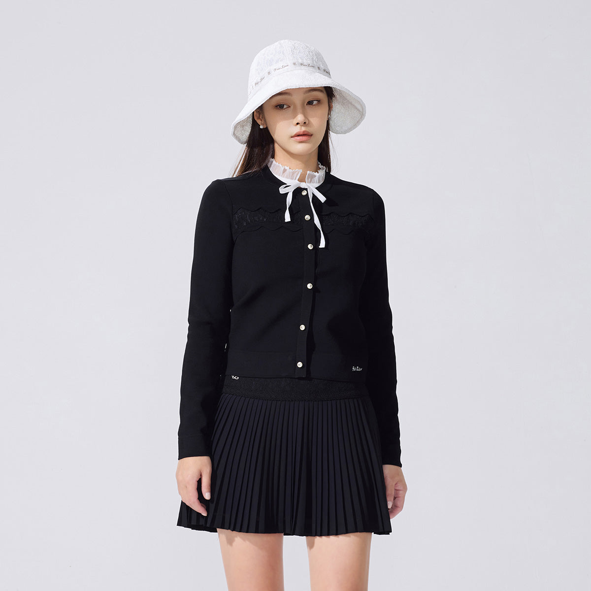 レーススカラップカーディガン (ブラック)