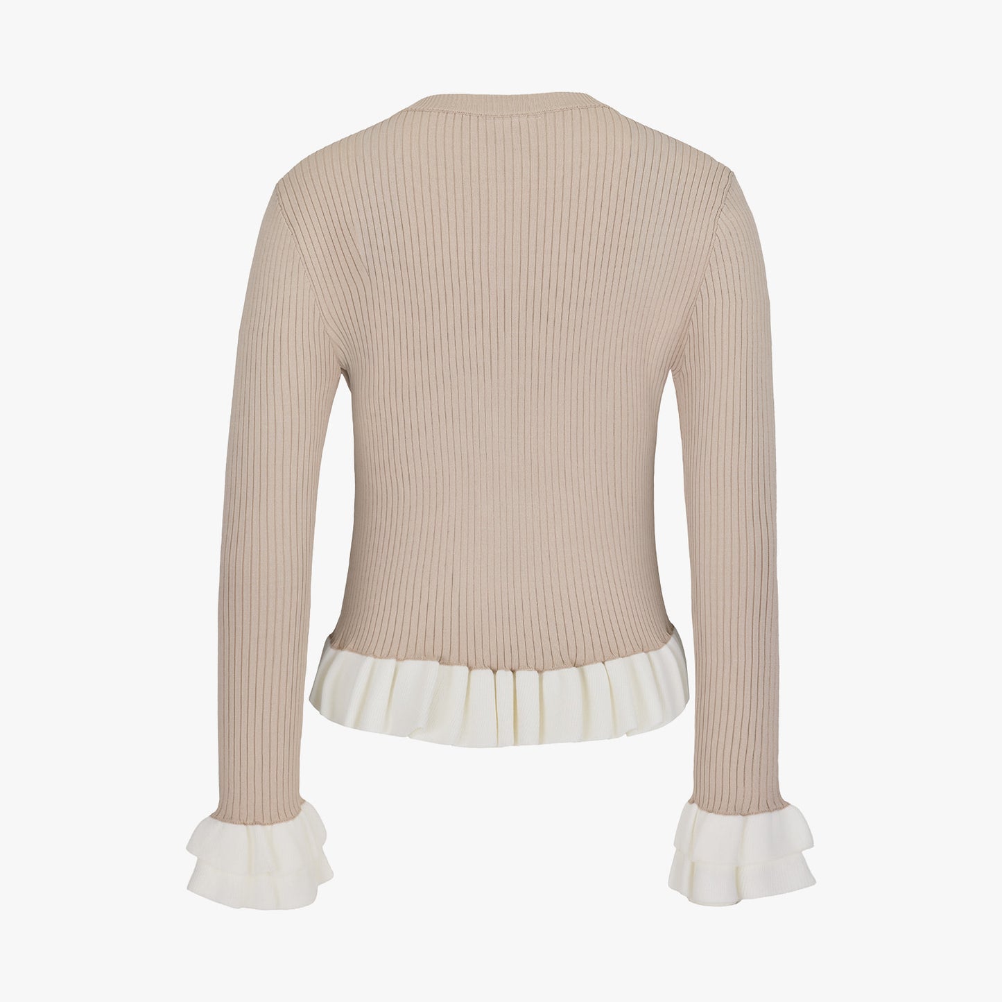 ラッフルリブカーディガン (ベージュ)