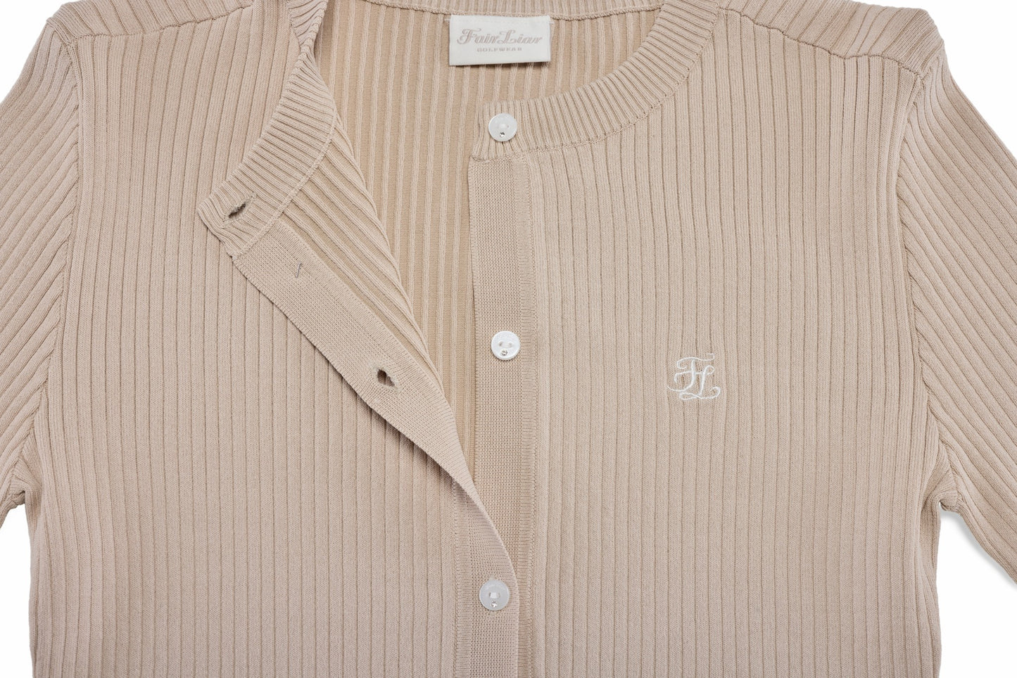 ラッフルリブカーディガン (ベージュ)