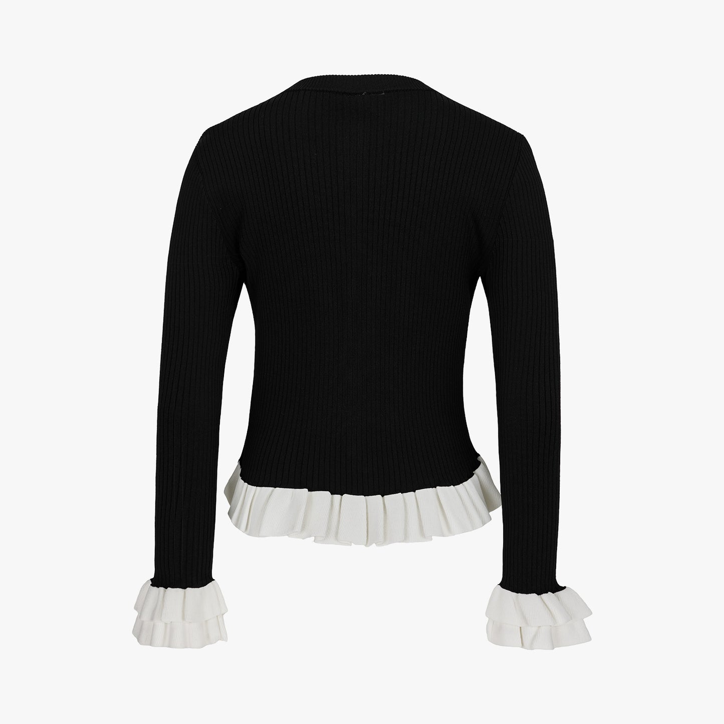 ラッフルリブカーディガン (ブラック)