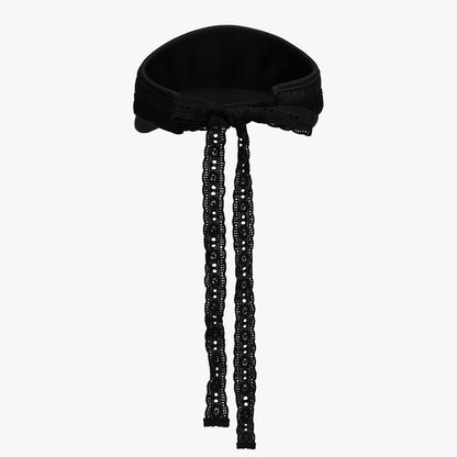 レーススカラップリボンバイザー (ブラック)