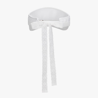 レーススカラップリボンバイザー (ホワイト)