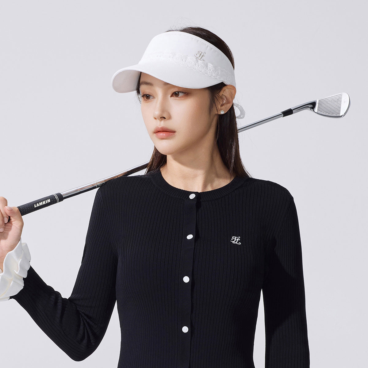 レーススカラップリボンバイザー (ホワイト)