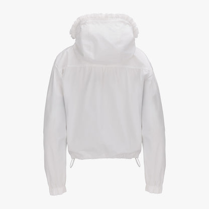 フリルフードジップジャンパー (ホワイト)