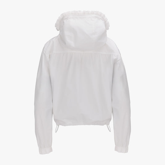 フリルフードジップジャンパー (ホワイト)