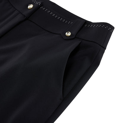 パールステッチセミブーツカットパンツ (ブラック)
