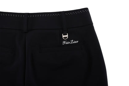 パールステッチセミブーツカットパンツ (ブラック)