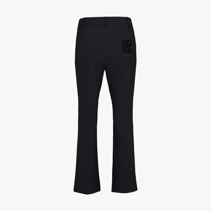 レーススリットブーツカットパンツ (ブラック)