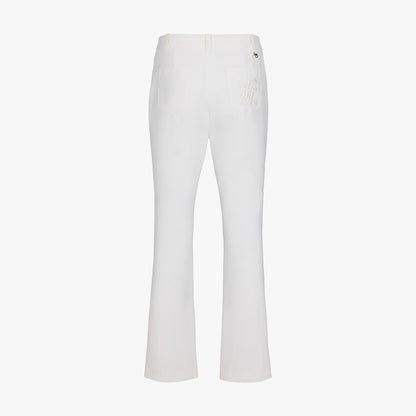 レーススリットブーツカットパンツ (ホワイト)