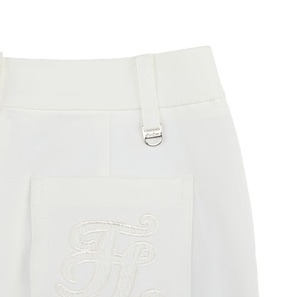 レーススリットブーツカットパンツ (ホワイト)