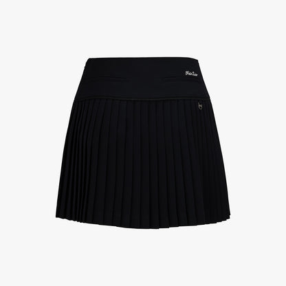 クロシェフレアプリーツスカート (ブラック)