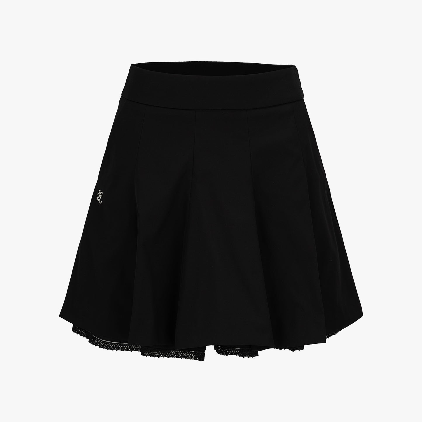レースダブルフレアスカート (ブラック)