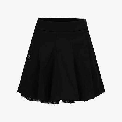 レースダブルフレアスカート (ブラック)