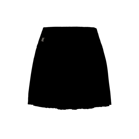 レースフレアプリーツスカート (ブラック)