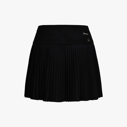 レースフレアプリーツスカート (ブラック)