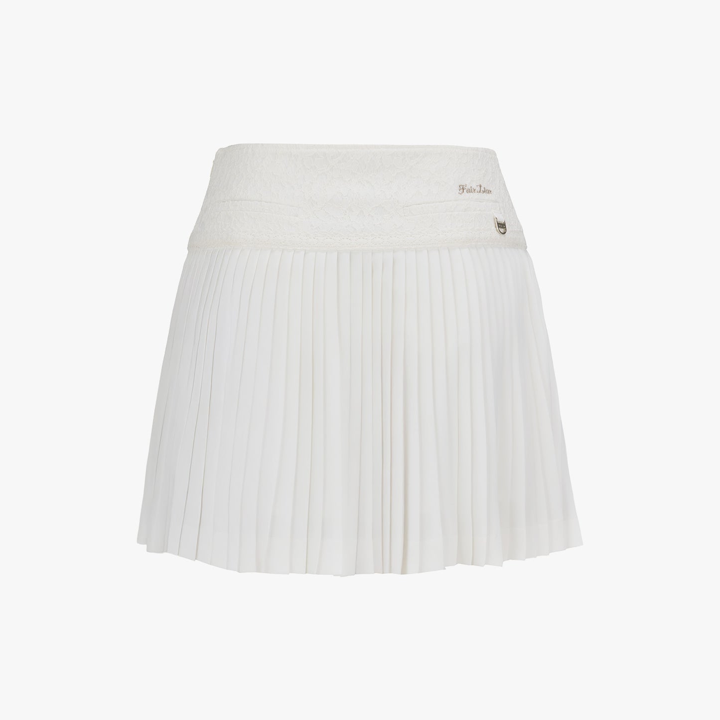 レースフレアプリーツスカート (ホワイト)