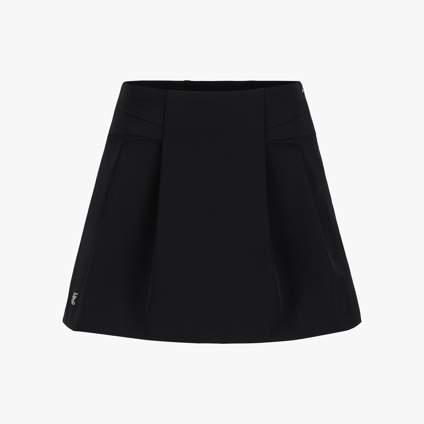 フォールディッドAラインスカート (ブラック)