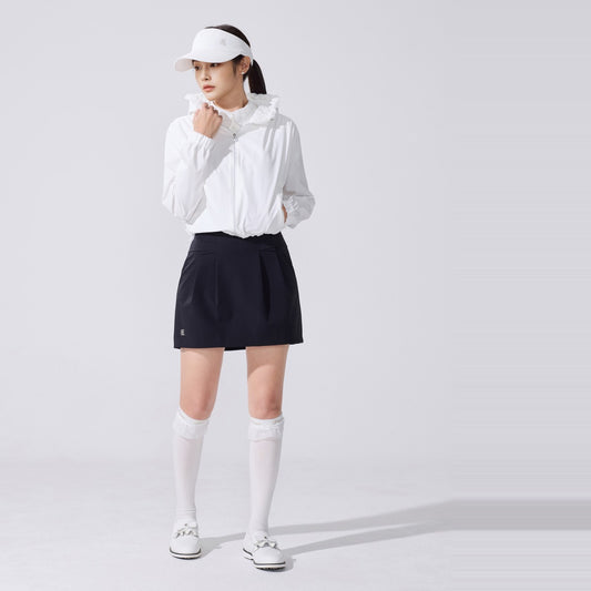 フォールディッドAラインスカート (ブラック) モデル着用