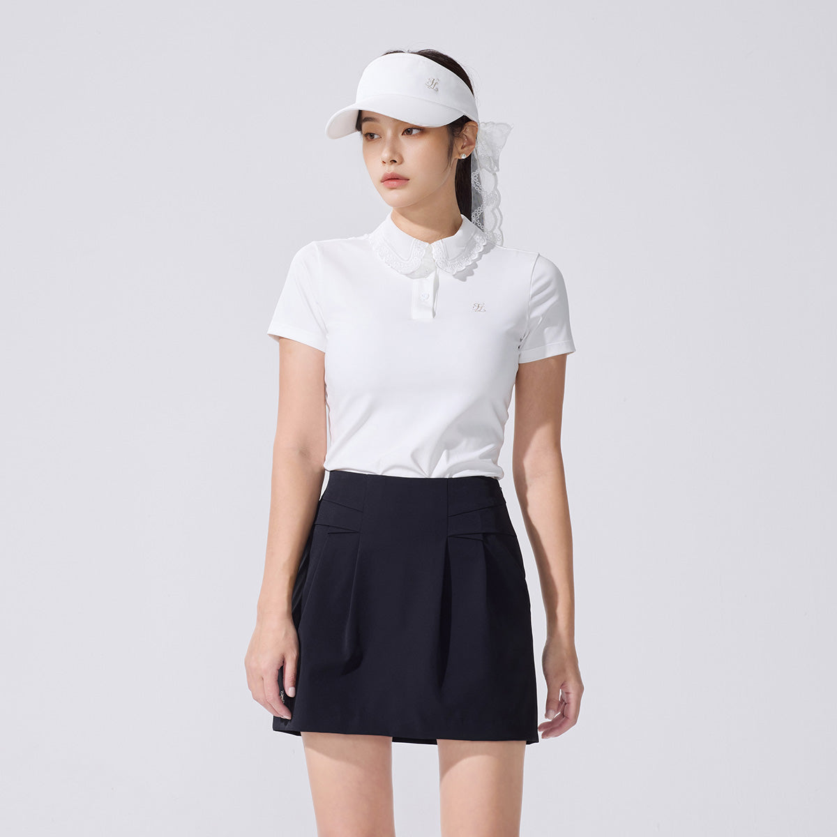 フォールディッドAラインスカート (ブラック)